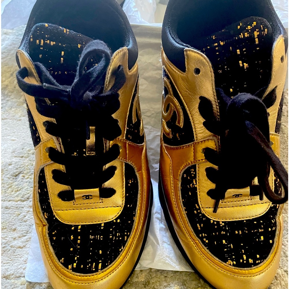 CHANEL Gold Sneakers